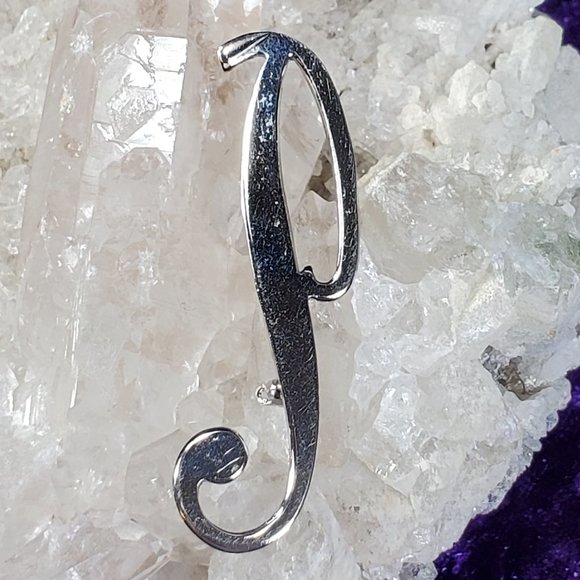UNIQUE Initial "P" Silver Tone Brooch/Pin - Picture 2 of 5